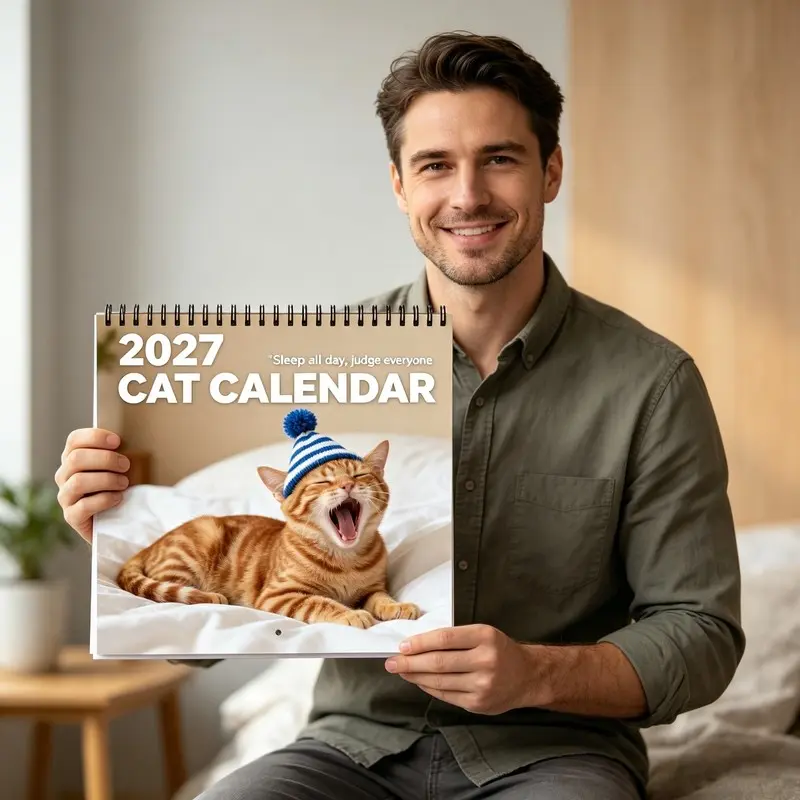1 2027 Fun Cat Meme Wall Calendar, Funny Calendar, featuring daily humorous phrases and kitten photos - monthly planner, suitable for adults, a gift for cat lovers, home and office decor, with date and time planning accessories (January to December)