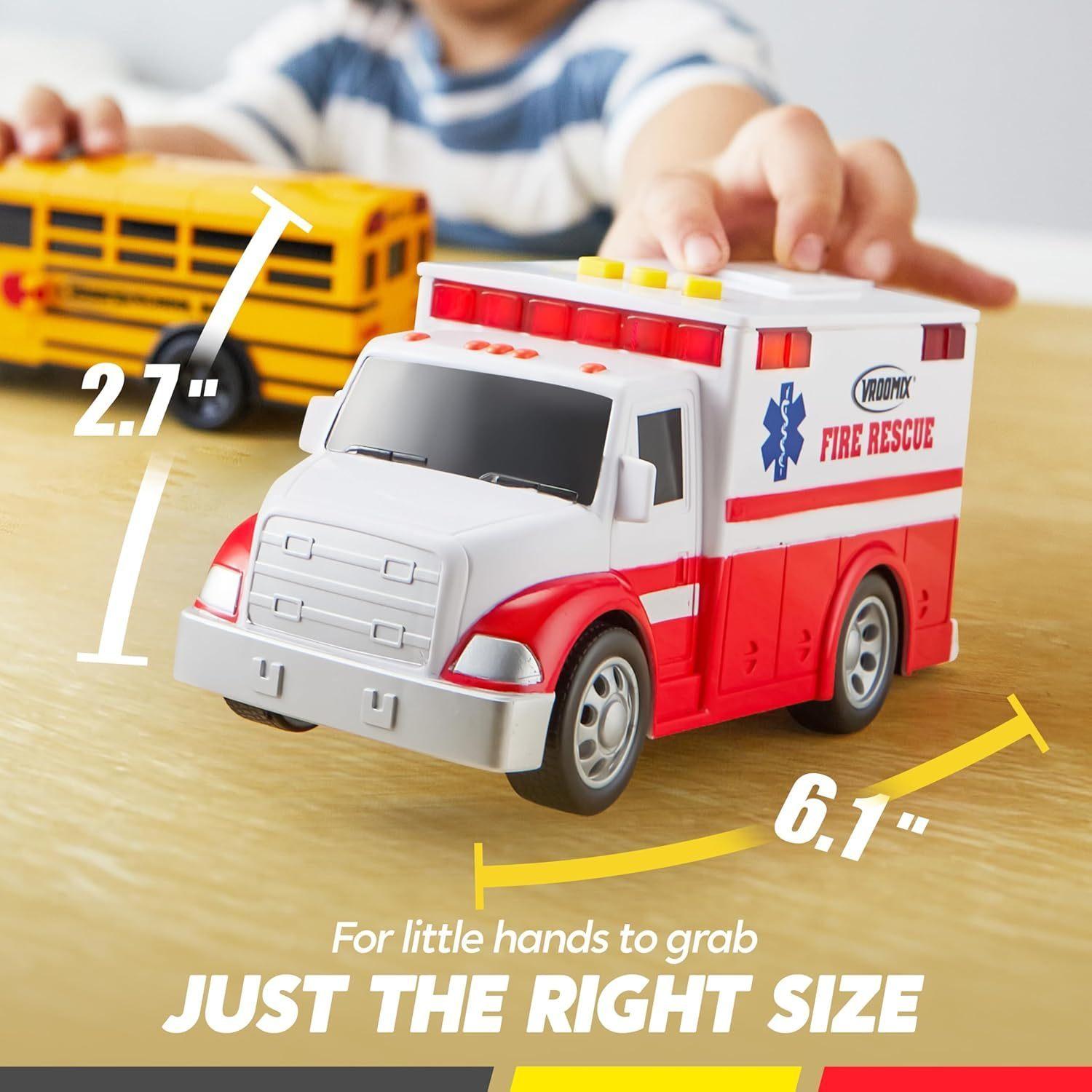 Friction-Powered Toy School Bus, Police Car, Ambulance & Student Bus with Lights & Sound Effects – Safe, Educational & Reliable, Ideal Gift for Boys & Girls