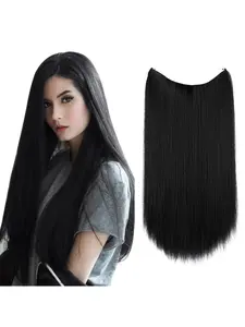 3 Length Options Invisible Fishline Hair Extensions, 16/22/32 Inches Straight Fiber Wigs, Adjustable Transparent Hairband, Natural Voluminous Look