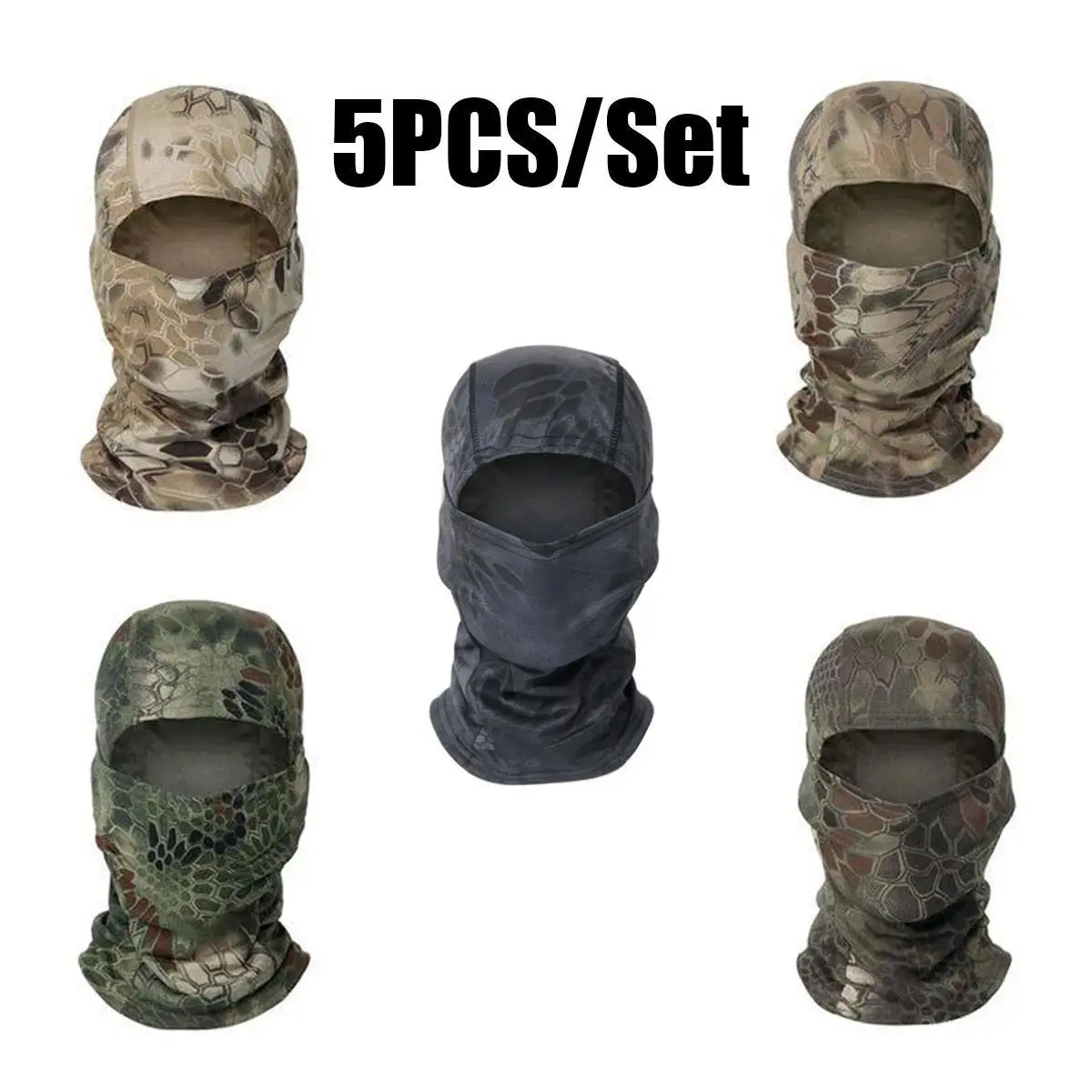 5PCS Camouflage Balaclava Face Mask, UV Protection Sun Hood, Motorcycle Helmet Liner, Tactical Gear for Men & Women, Ideal for Motorcycle Riding, Cycling tiktokshopspringglowup,summervibes outdoorfun,summerwins