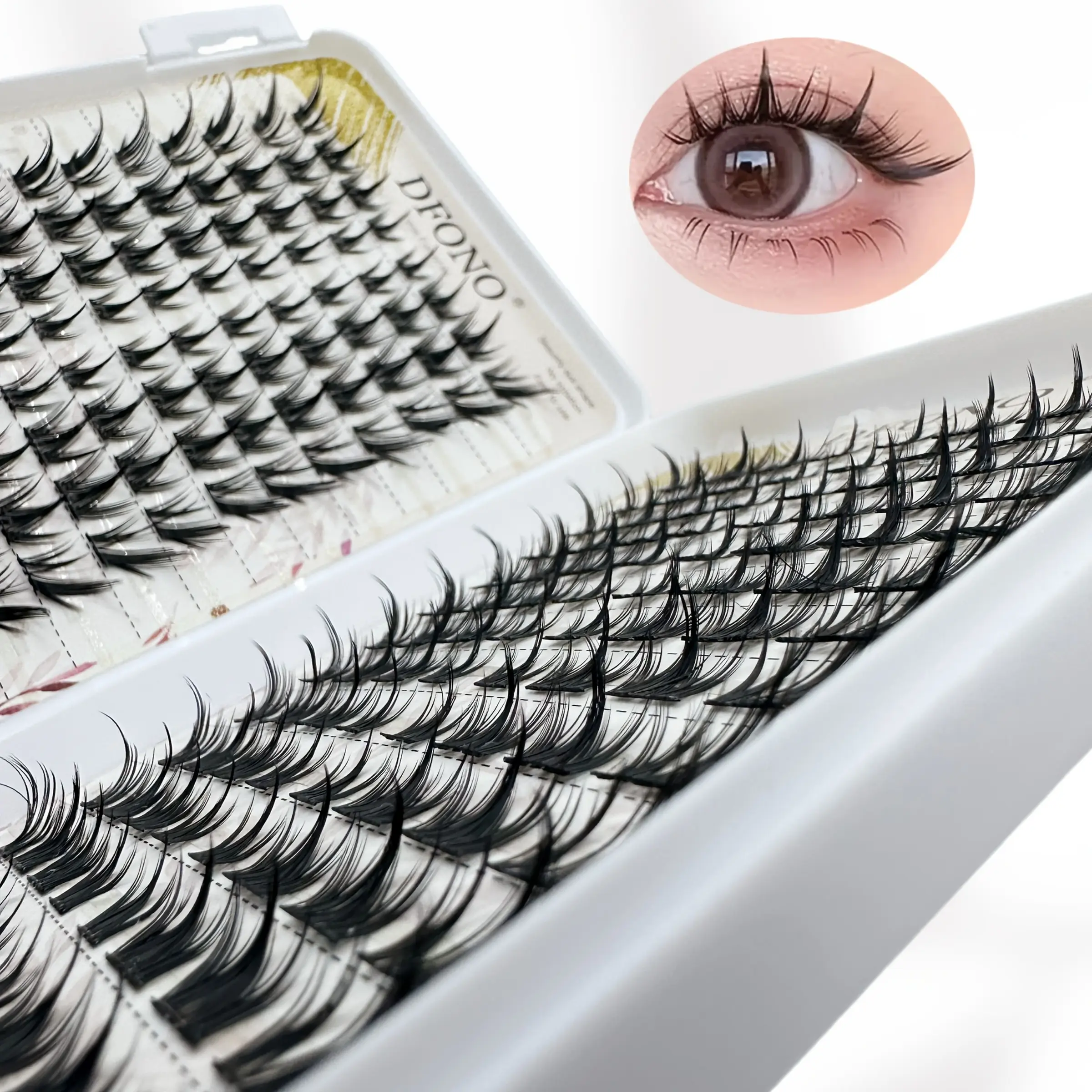 256 Pcs Manga Eyelashes, Natural Appearance Anime Eyelashes, Slim Korean Makeup Eyelashes, Asian Style Eyelashes for Women