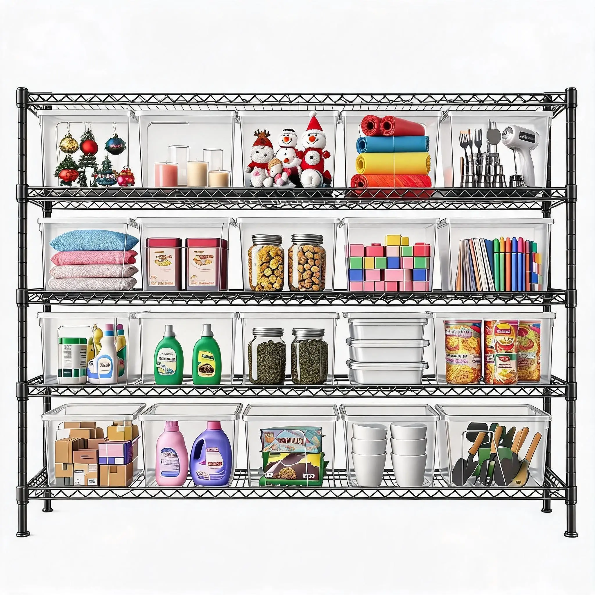 Garvee Heavy Duty 5-Tier Metal Storage Rack – Adjustable Shelving, Rust-Resistant, 3200 lbs Capacity, Freestanding Organizer for Garage, Pantry, Basement, Commercial Use, Easy Assembly