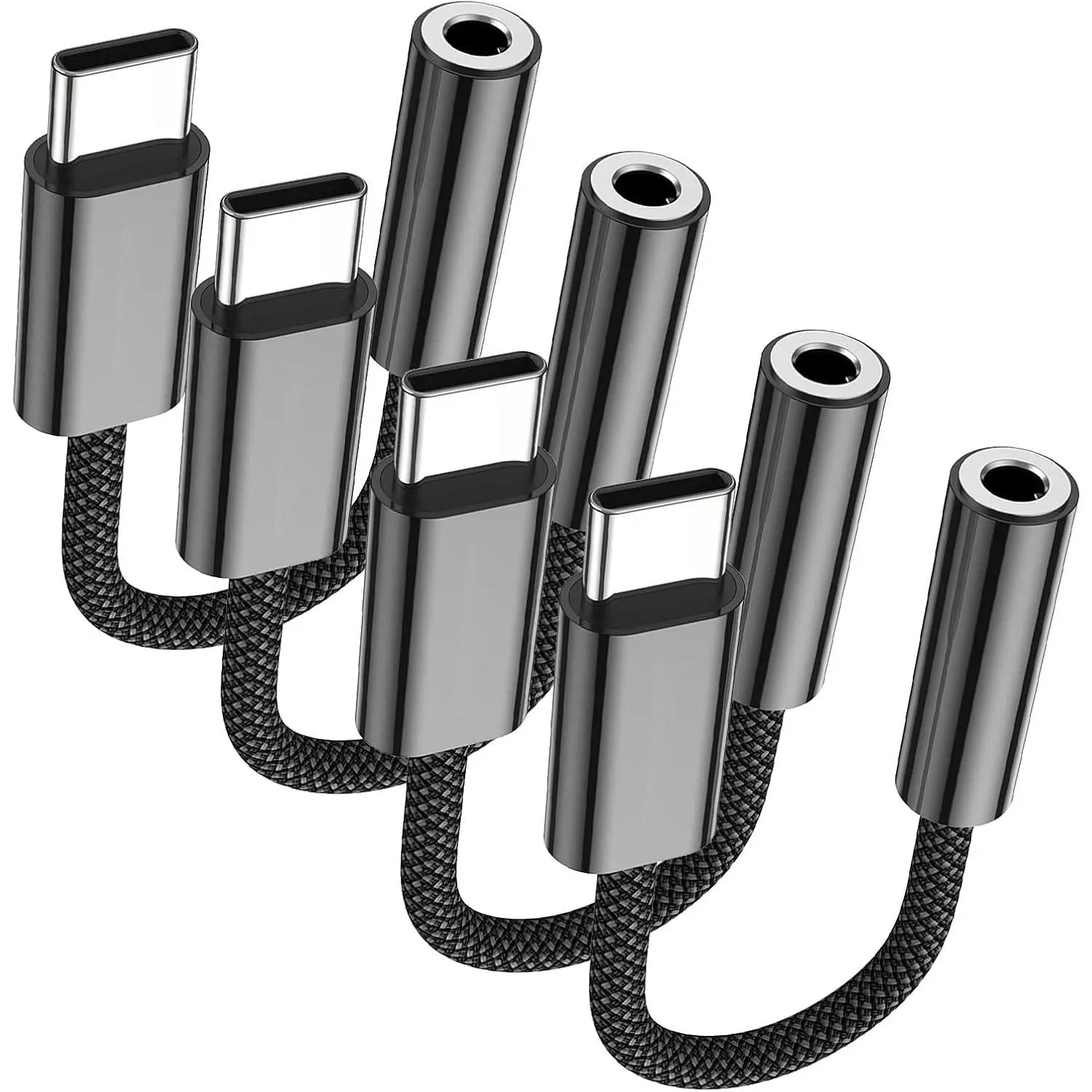 4 Pack Black USB Type C to 3.5mm Female Headphone Jack Adapter,USB-C to 3.5mm Audio Converter, USB C to Aux Audio Dongle  Cord Compatible with17/16/16 Pro Max/16 Pro/16 Plus, iPad Pro,etc