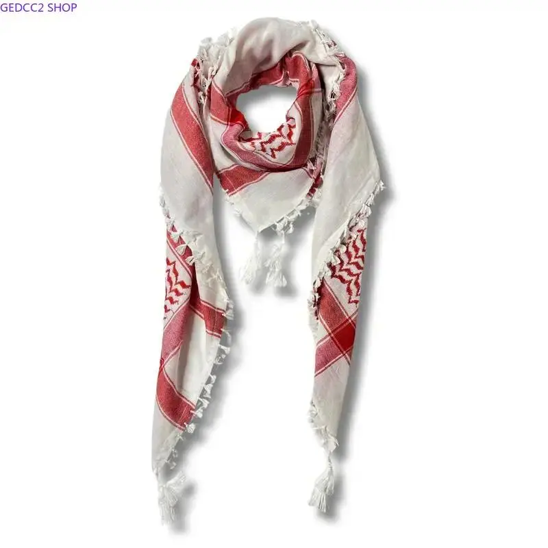 Authentic Palestinian Keffiyeh Scarf, Unisex Cotton Shawl with Traditional Print and Handmade Embroidery, Lightweight Ethnic Wrap with Fringe Tassels 47x47 in, Casual, Everyday, 47 Inches, .7 Pounds