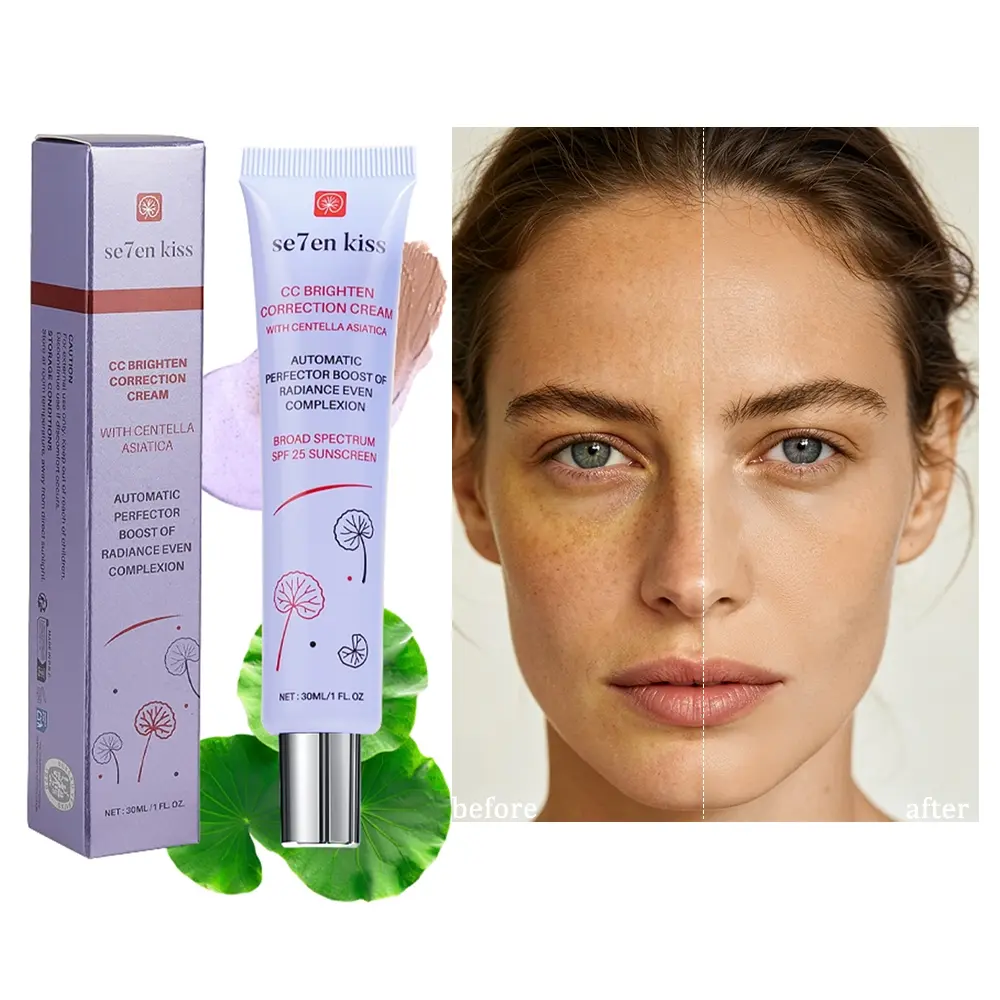 3 Colors Color Changing CC Cream Foundation Color Correcting Balm Primer Set, SPF25 Sunscreen Centella Asiatica Hydrating Primer, Green Purple Clear Tone Adjusting Base Makeup, Waterproof Long Lasting Skin Tone Corrector for Redness Dull Skin