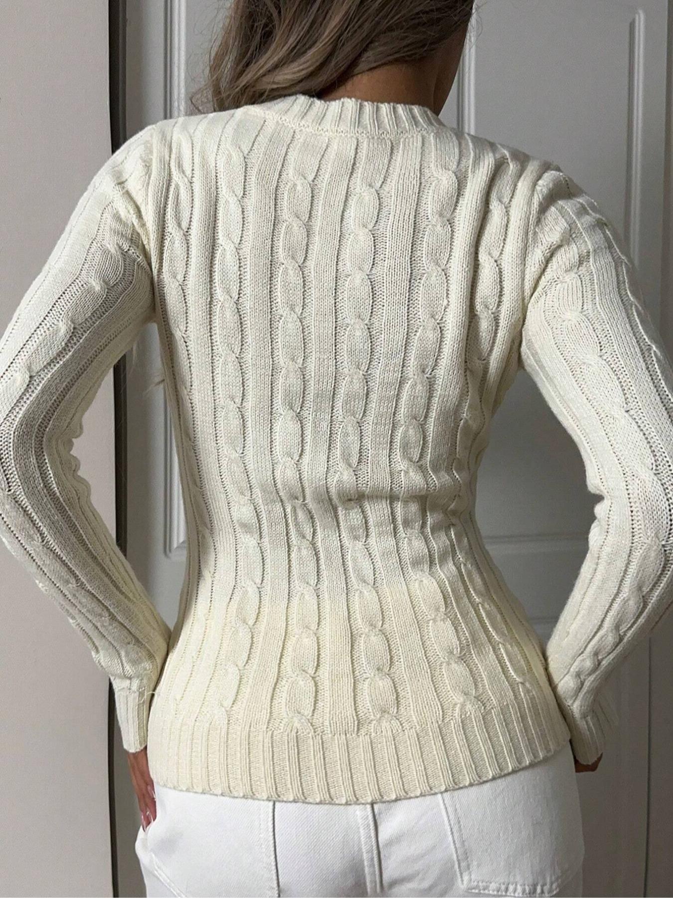 Women's Horse-Embroidered V Neck Sweater Pullover, Casual Long Sleeve Jumper for Spring & Fall, Fashion Women's Knitwear for Daily Wear, Womenswear