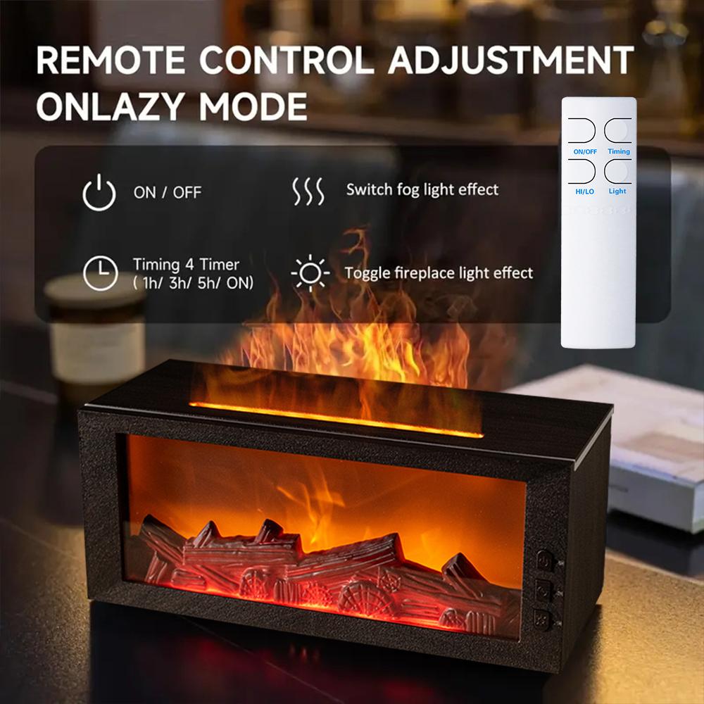 Mini Flame Fireplace Diffuser: 7-Color Aromatherapy Humidifier with Soothing LED Lights & Essential Oil Diffusion