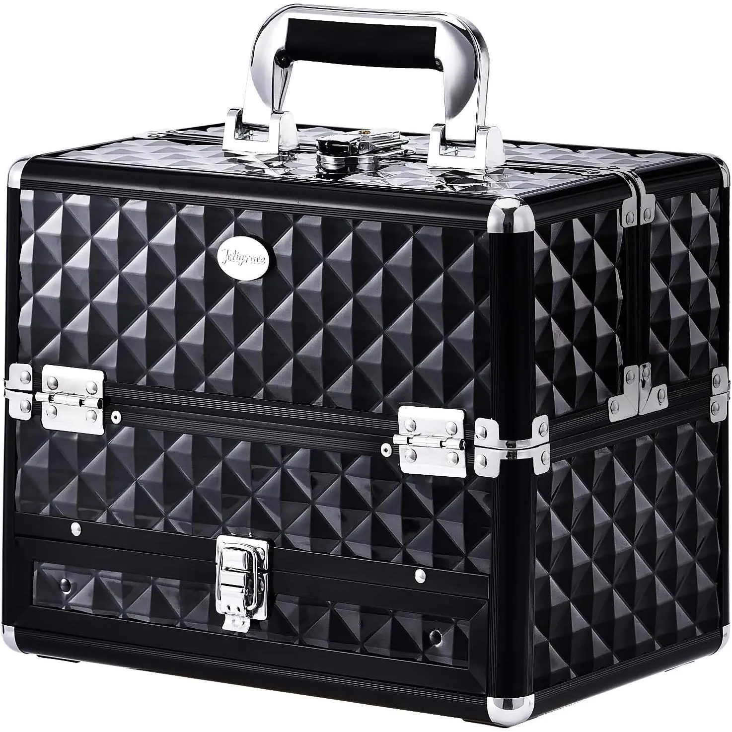 Makeup  Cases Professional Travel Makeup  Cases Organizer Portable Box with Drawer Black