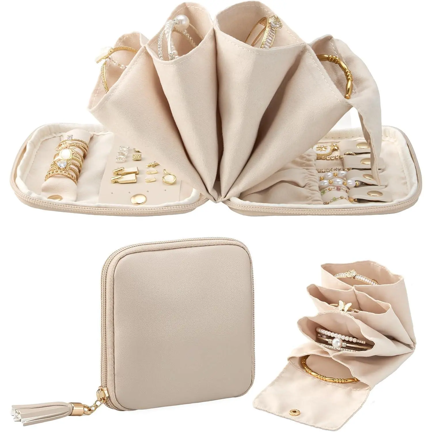 Soft Velvet Jewelry Organizer for Travel, Compact Pouch for Women with an Open Top Design and Secure Snaps for Earrings & Necklaces, Easy Access For Everyday Use, Jewelry Pouch, Fully Open Design, Protects Jewelry From Shifting