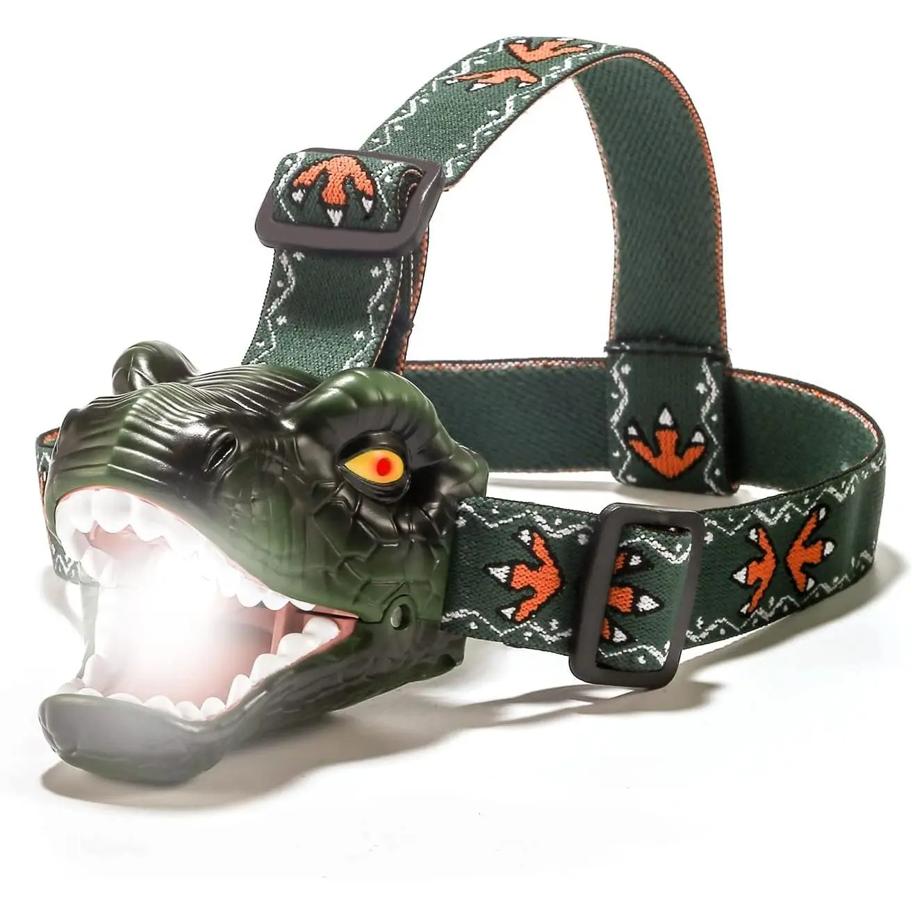 outdoor activities Dinosaur Kids Headlamp, T-Rex Dinosaur Led Headlamp Flashlight, Dinosaur Toy Headlamp Flashlight with 4 Lighting Mode for Boys, Girls’ Camping, Hiking, Reading and Party (Green)