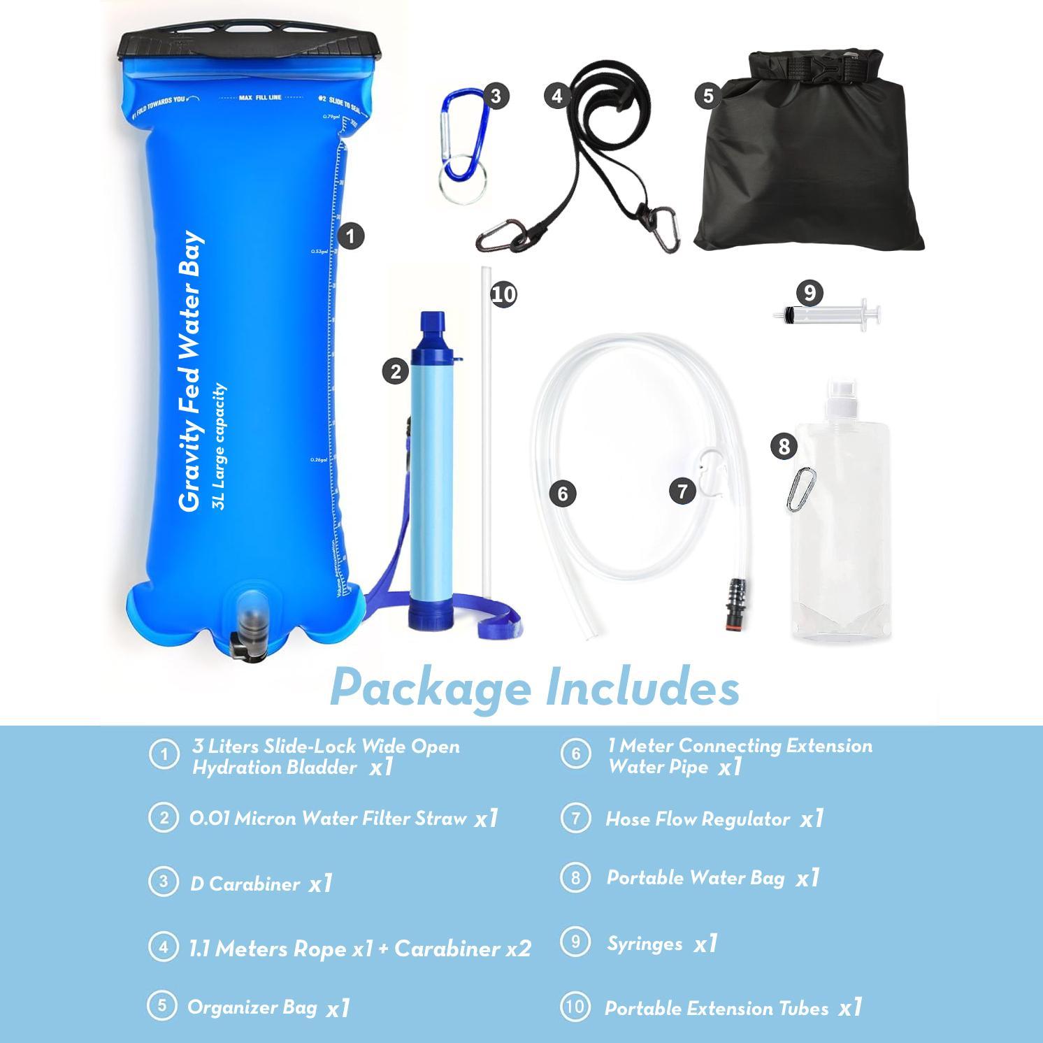 Outdoor Water Filter, Straw Water Filter, Portable Water Filter, Emergency Survival Water Purifier for Prepper Emergency Equipment Camping Supplies Hiking Camping