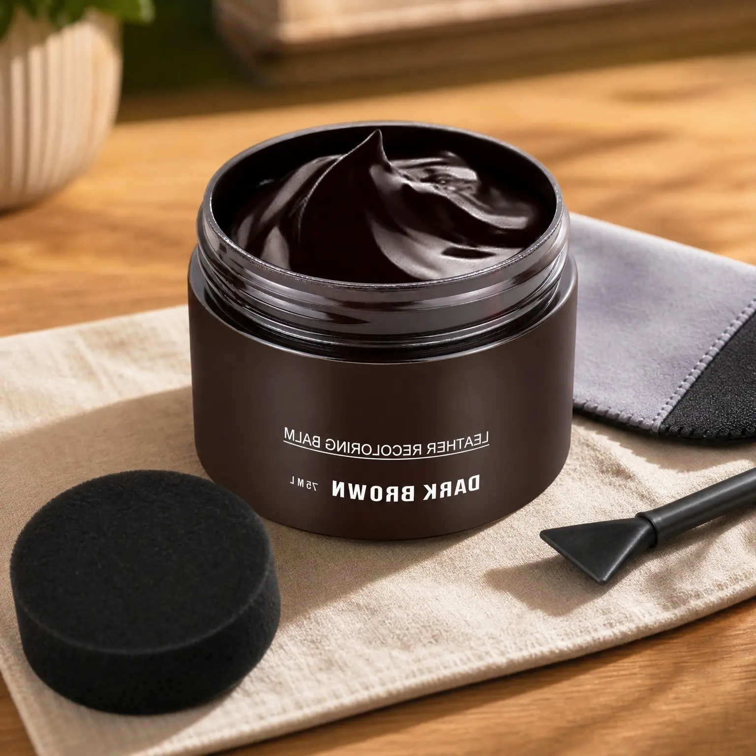 Dark Brown Leather Recoloring Balm – Leather Repair Kit & Color Restorer for Furniture, Couch, Car Seats & Shoes | Scratch Remover Dye for Scratched & Faded LeatherGift