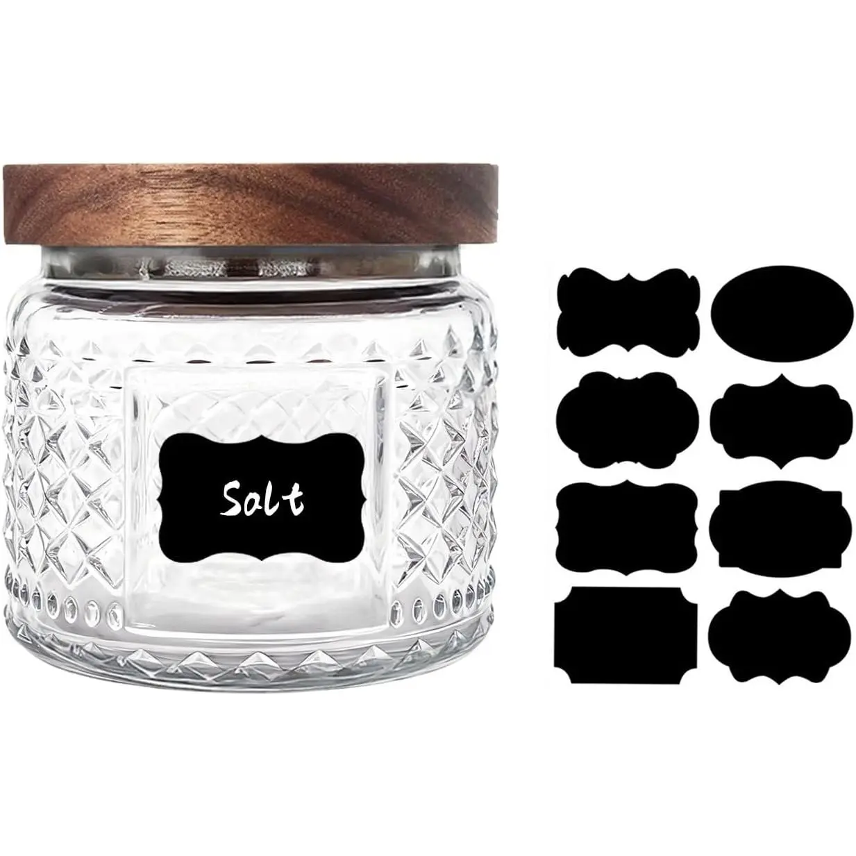 Glass Jar with  Lid and Label - 12 OZ Small Airtight Storage Container for Kitchen Pantry Bathroom Countertop, Decorative  Canister for Candy, , Sugar, Coffee, , Salt, Snack, Nuts