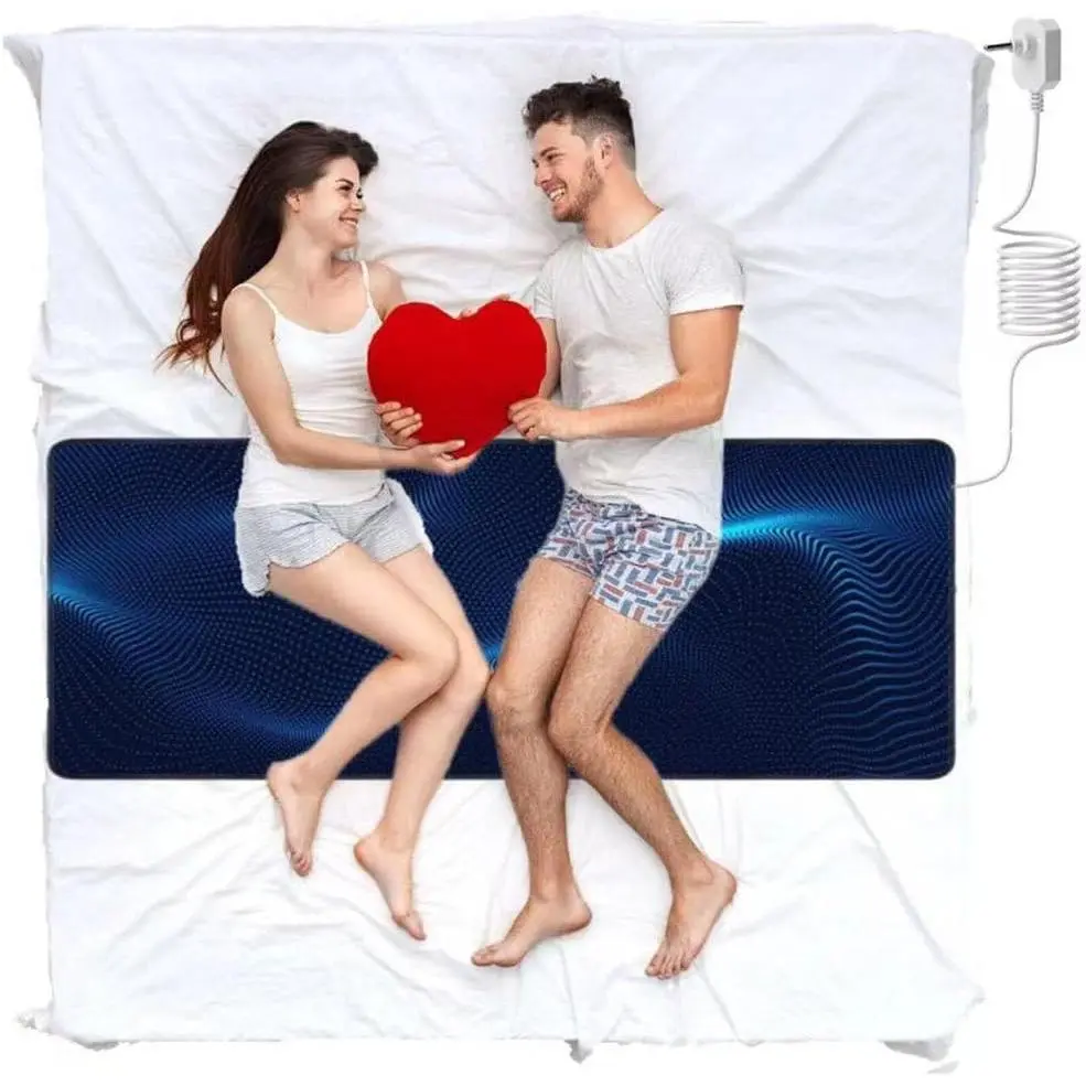 Grounding Mat for Bed - Carbon PU Queen 60*27in King 78*27in Anti-Slip Straps with 15ft Cord for Sleep & Stress