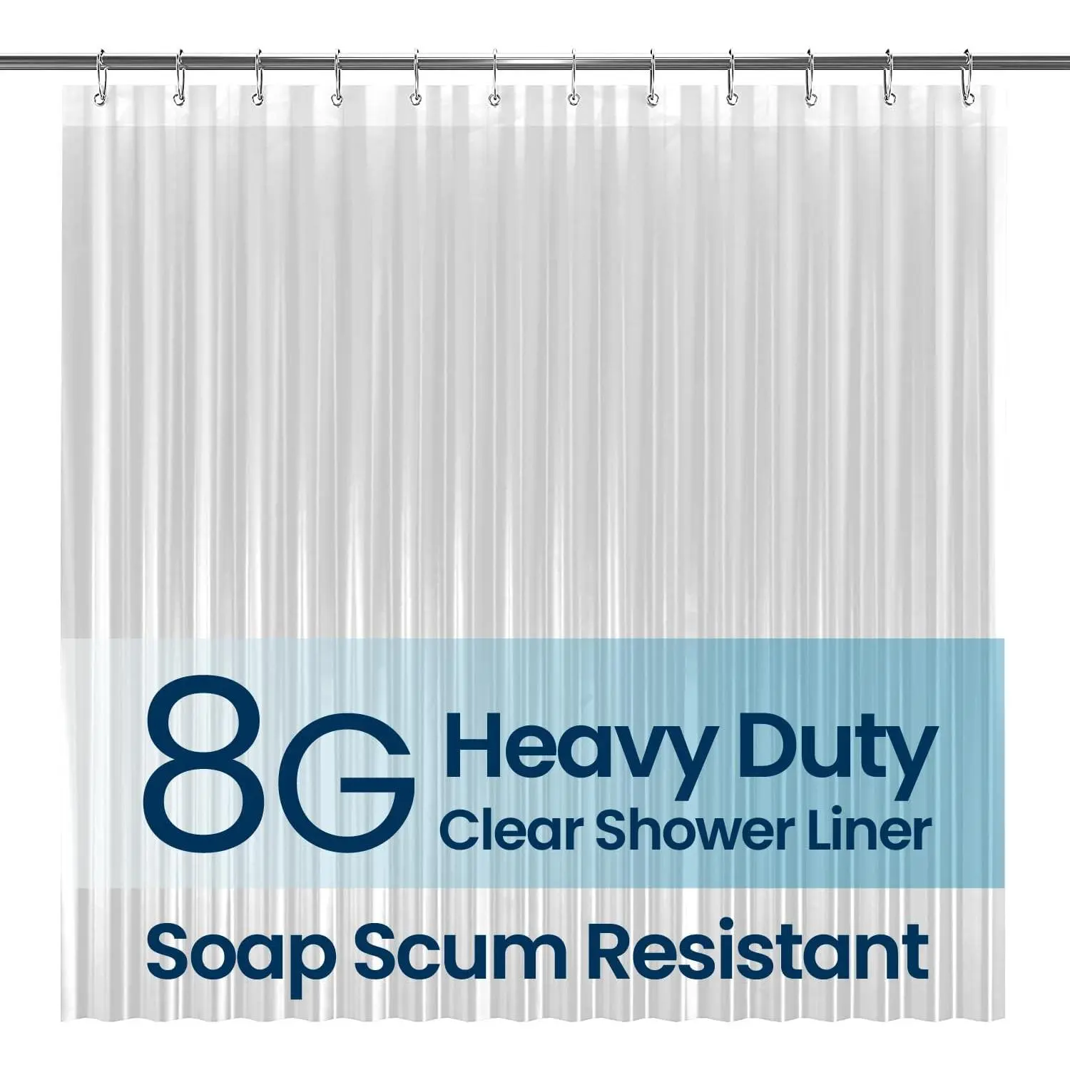 Bathroom Shower Curtain Waterproof Plastic Shower Curtain Premium PEVA Non-Toxic with Rust Proof Grommets Clear 8G Bathroom Accessories 72x72 |   Non-Toxic shower liner, waterproof plastic shower curtain,