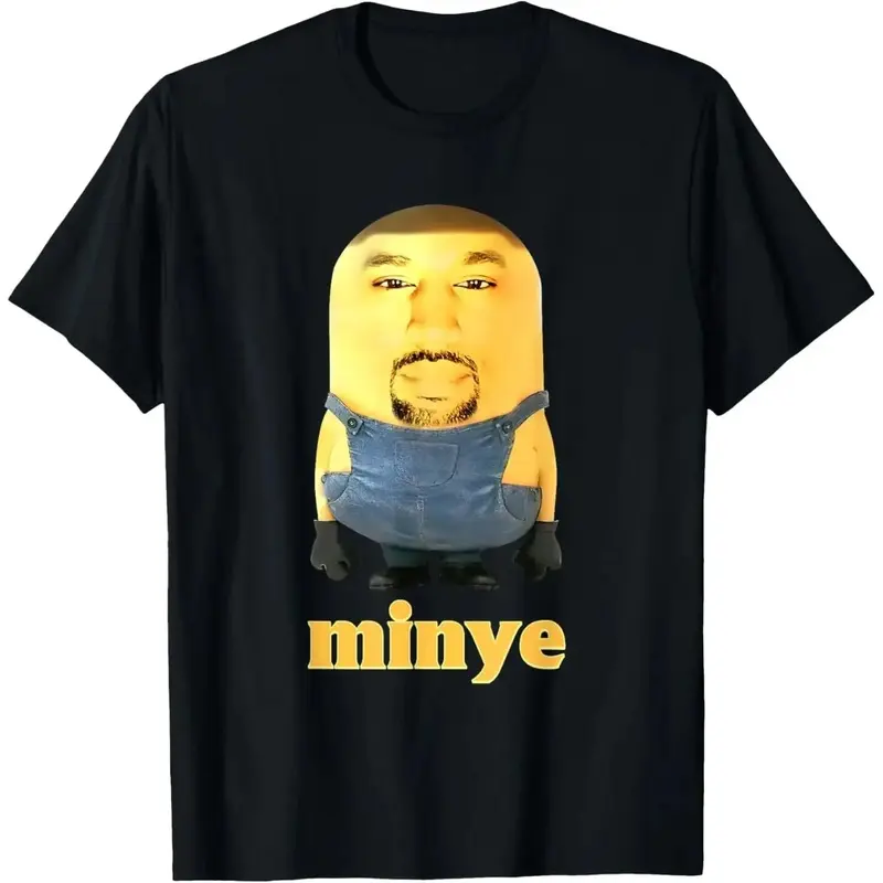 Funny Minye Meme Graphic Crew Neck Tee, Kanye  Minion Parody Pop Culture Humor Casual Streetwear Top, Perfect Gift For Internet Meme & Hip Hop Fans, Unisex 100% Cotton