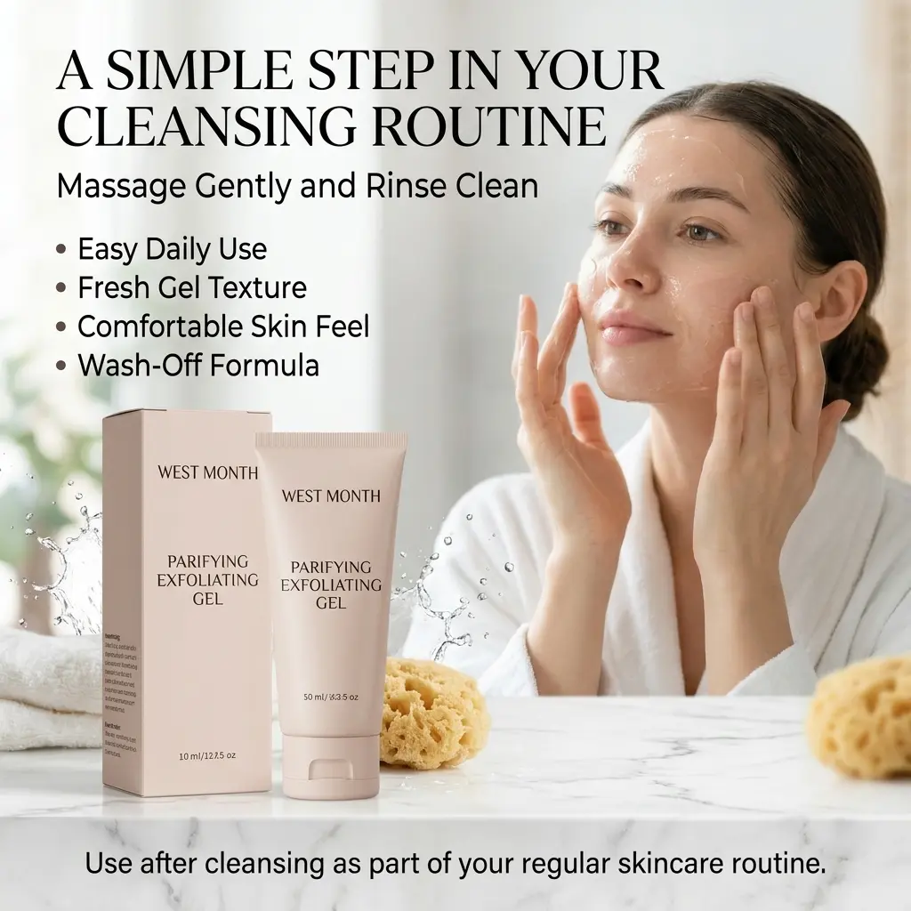 Salicylic Acid Facial Exfoliating Refreshing Gel - Gentle Peeling Cleanser with Massage-then-Rinse Formula for Surface Buildup, Refined Pores, Cleansing, Smoothed Skin, Radiant Hydration