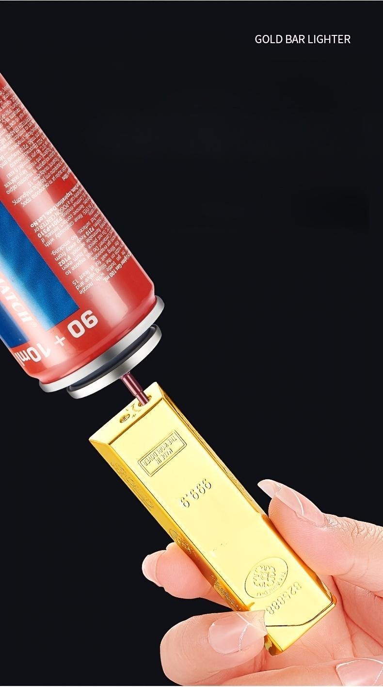 Creative Golden Lighter | Outdoor Windproof, Blue Flame Turbine Jet, Compact and Portable, Side Ignition, Adjustable Flame Size, High-end Collectible Gift for Boyfriend (Butane Gas-free), Without Battery