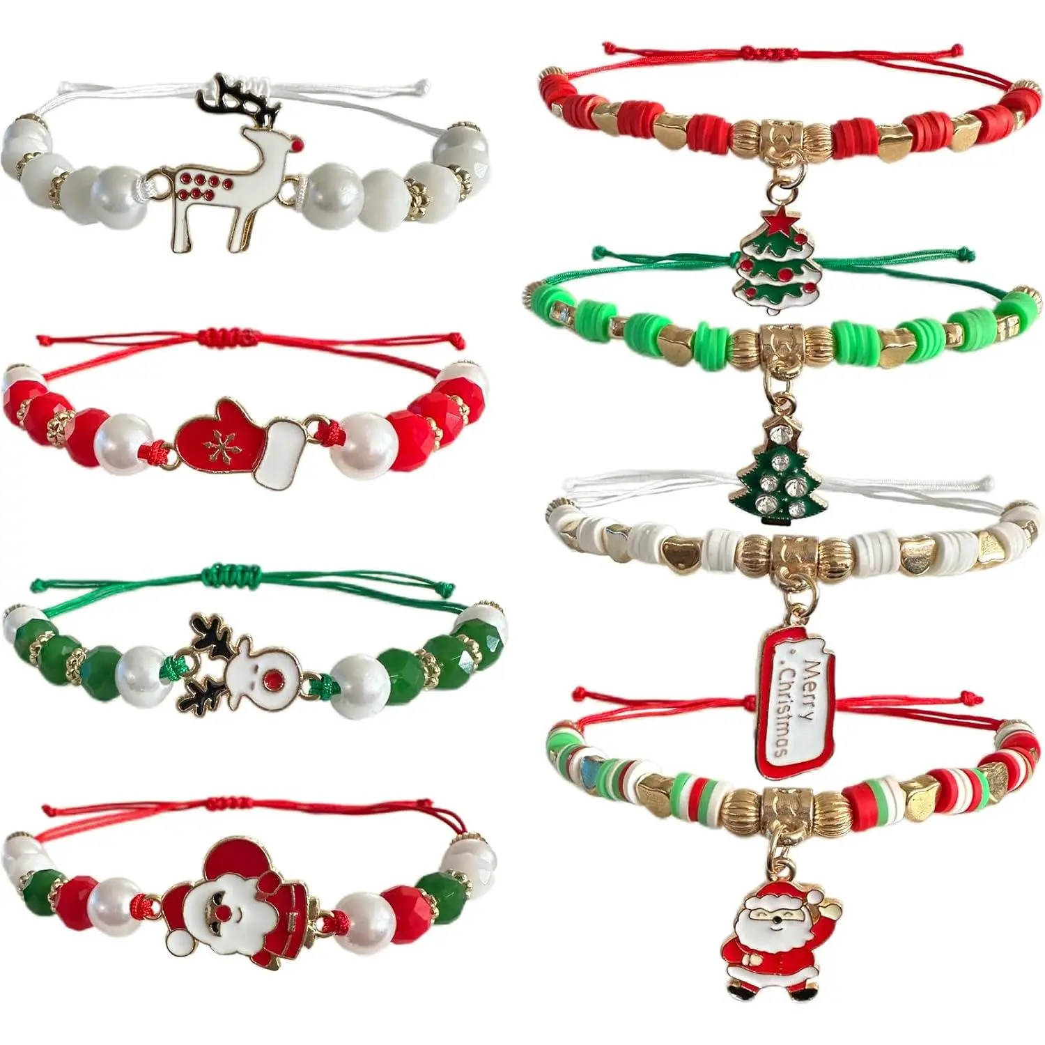 8 count Christmas Bracelets For Women Gifts Merry Christmas In July Decorations Holiday Party Favors Stocking Stuffers Crafts  Bracelet