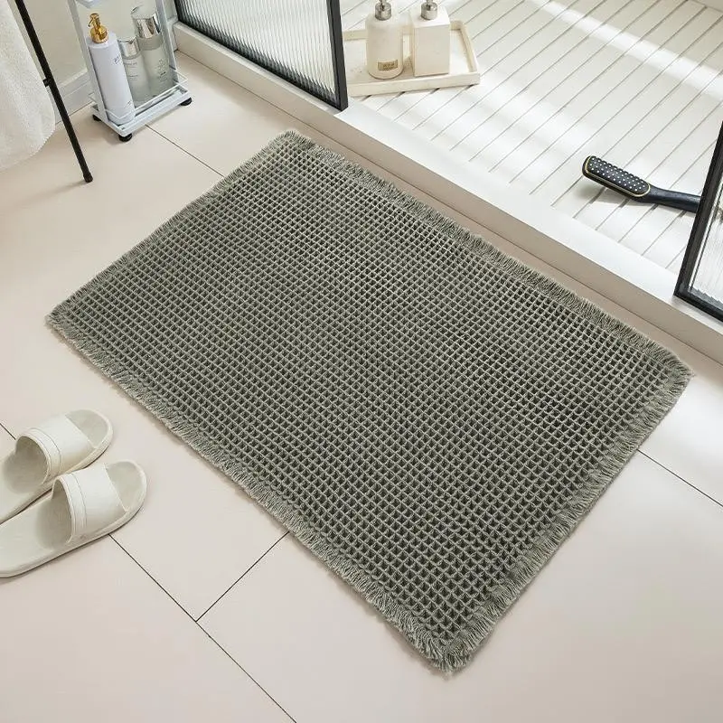 Non-Slip Waffle Bath Mat, Bathroom Door Mat, Entry Rug, Absorbent Kitchen Mat, Home Decor Pad, Waterproof Floor Protector
