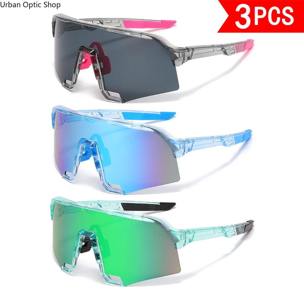 Sports Sunglasses 3 Pack | Trending Y2K Futuristic Wrap Around Sun Glasses | UV400 Protection Cycling Glasses | Lightweight Half Frame Shades for Women Men Baseball Running Golf Beach Vacation