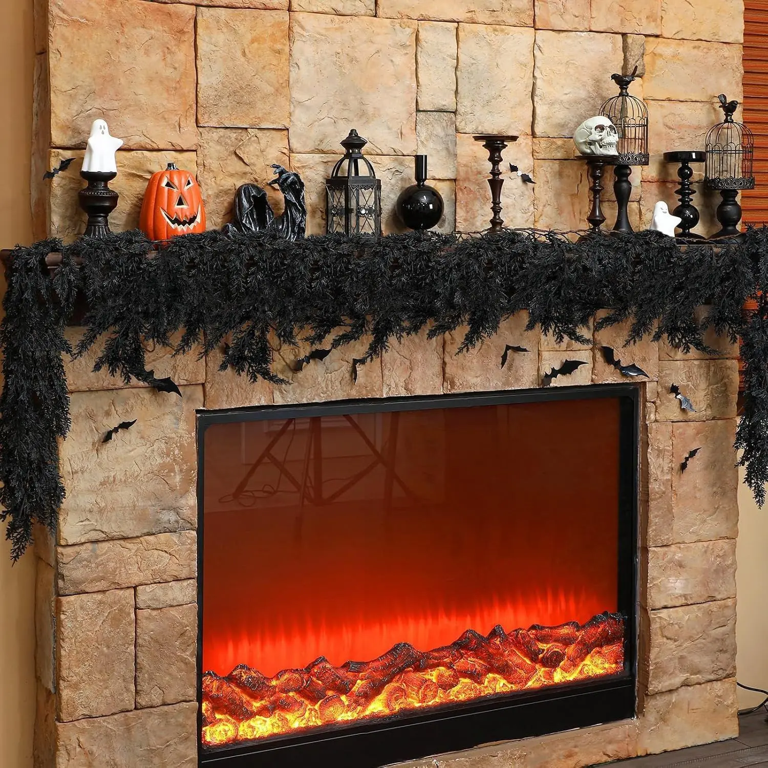 Halloween Wreath 6 Feet, Gothic Style Spooky Artificial Vine Garland, Sofa Fireplace Decor, Indoor Outdoor Halloween Decorations Outdoor Home Decoration, Thanksgiving Party, Fall Decor