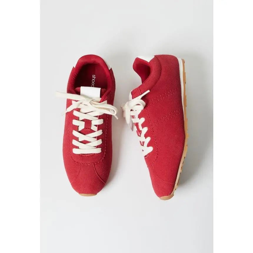 JUSTFAB Women's Retro Suede Sneakers Brown Lace-Up Low Top Casual Walking Shoes Gum Sole Fashion Sneakers