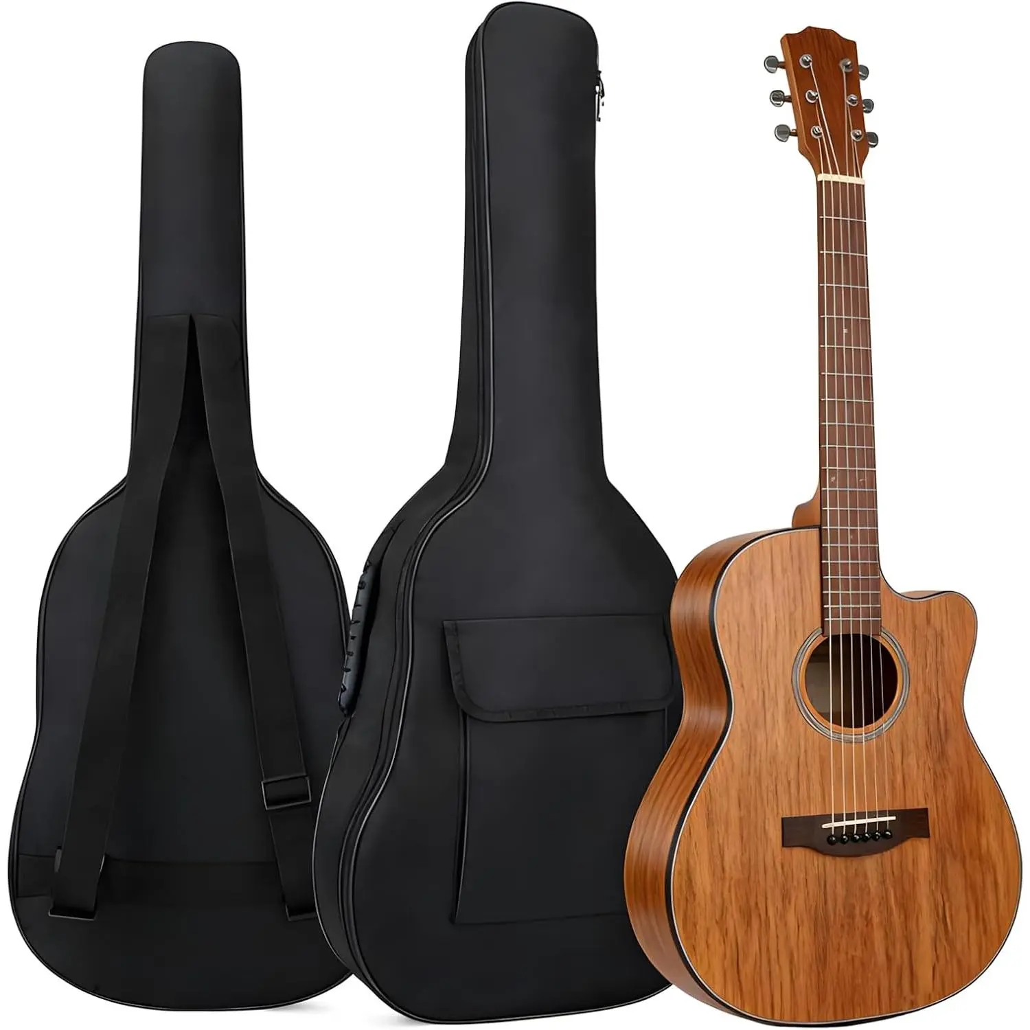 Acoustic Guitar Case Gig Bag, 0.25" Thick Padding | Backpack Straps, Large Pocket,  Hanger Loop, Soft Interior, Lightweight, Durable
