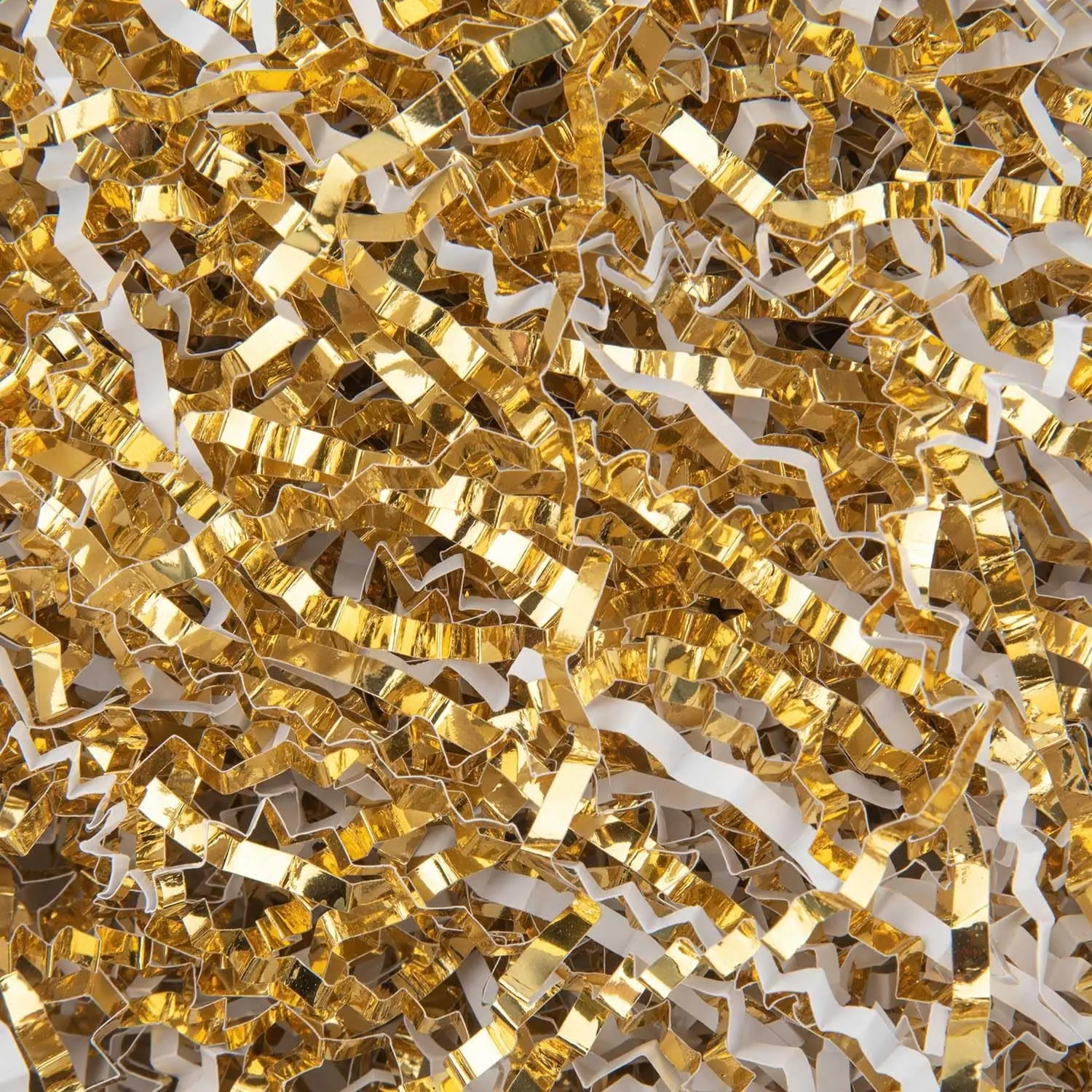 4.5oz Crinkle Cut Paper Shredded Filler Paper for Gift Baskets Gift Box Confetti Paper Shreds Decoration Stuffing for Birthday, Weddings, Anniversaries, Christmas Wrapping White&Gold