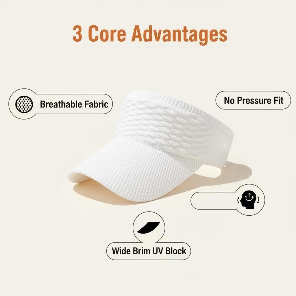 4-Pack Women's Sports Sun Hat| No-Heat Open Top Design| Ponytail Friendly Visor| Value Set