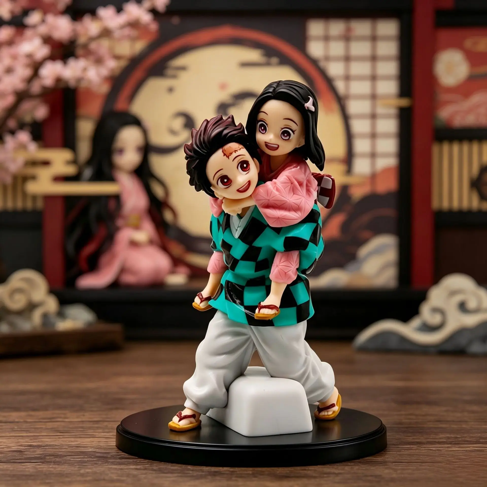 New Demon Slayer Merchandise Figure Tanjiro Kamado Backing Nezuko Kanae Iwao, Desktop Decorative Model, Anime Collectible Item, Anime Action Figures