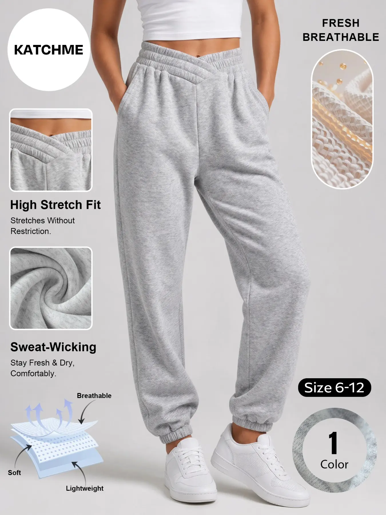 Women's Loose-Fit Casual Long Pants, Soft Comfortable Sweatpants, Plain Design, All-Season Wear, Elastic Waist, Side Pockets#TikTokMadeMeBuyIt #Bottoms#StreetStyle