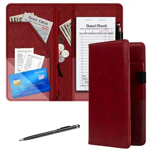 Server Book for Waitress, 5x9 Inch Server Book with Zipper Pocket, PU Leather Server Wallet Organizer Fit Waitress Apron