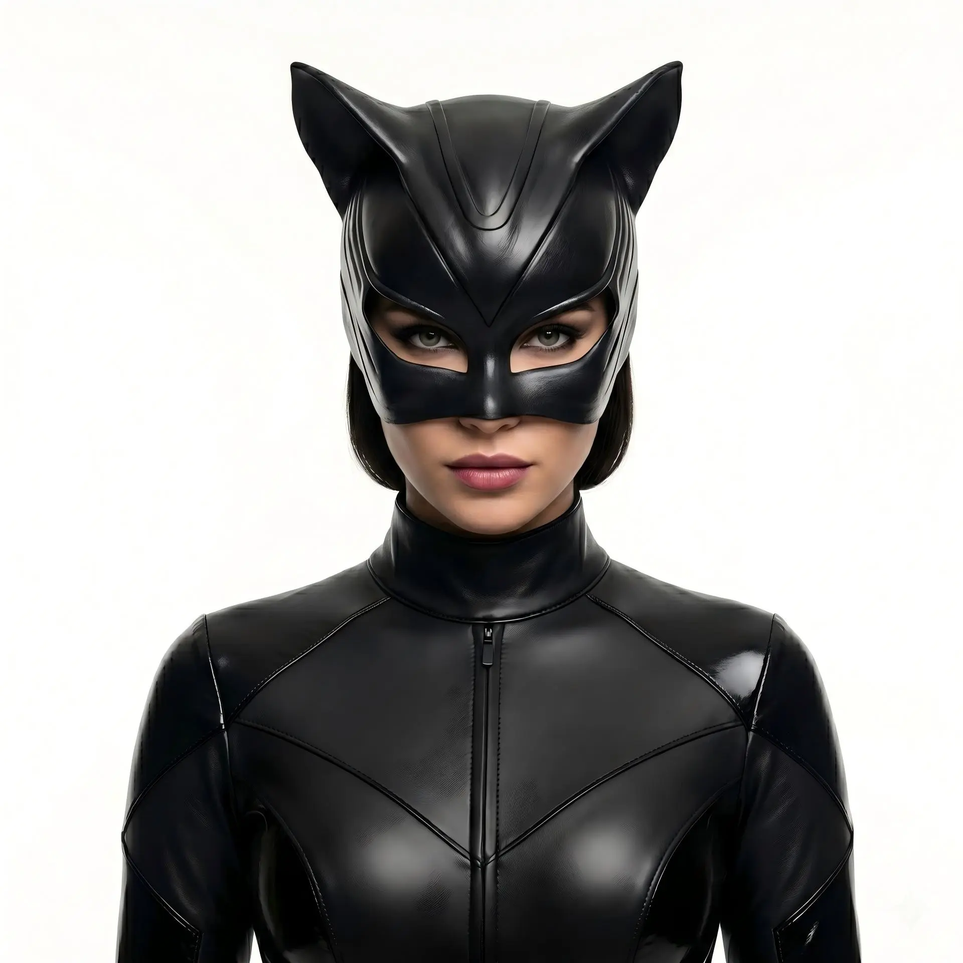 1pc Halloween Catwoman Latex Mask, Half Face Cosplay Mask, Perfect for Costume Parties, Role Play, Comic Con, Theme Photography Props