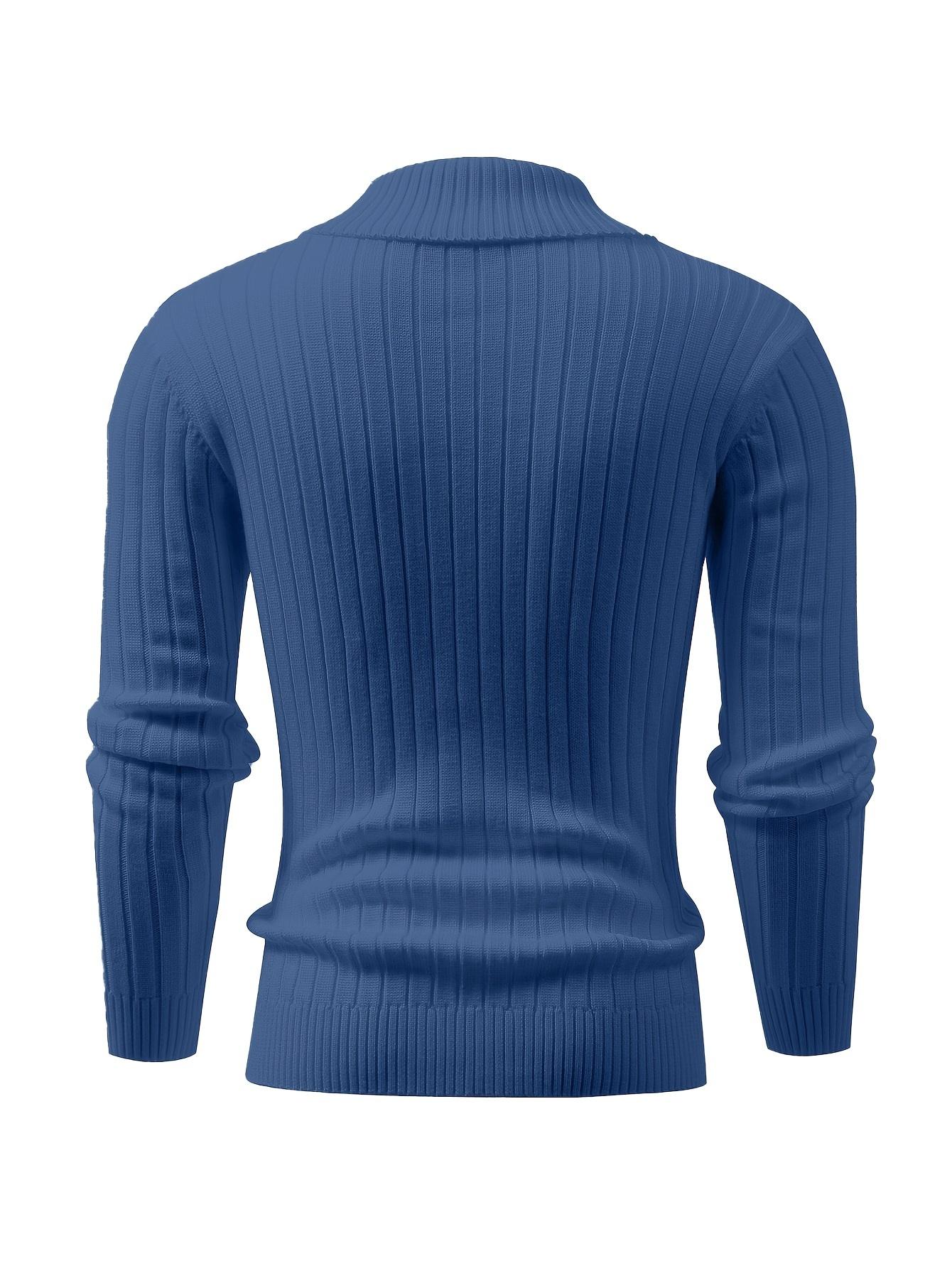 Long Sleeve Men's Casual Knit Sweater with Twist Rope Design, Lapel Collar Pullover for Fall/Winter