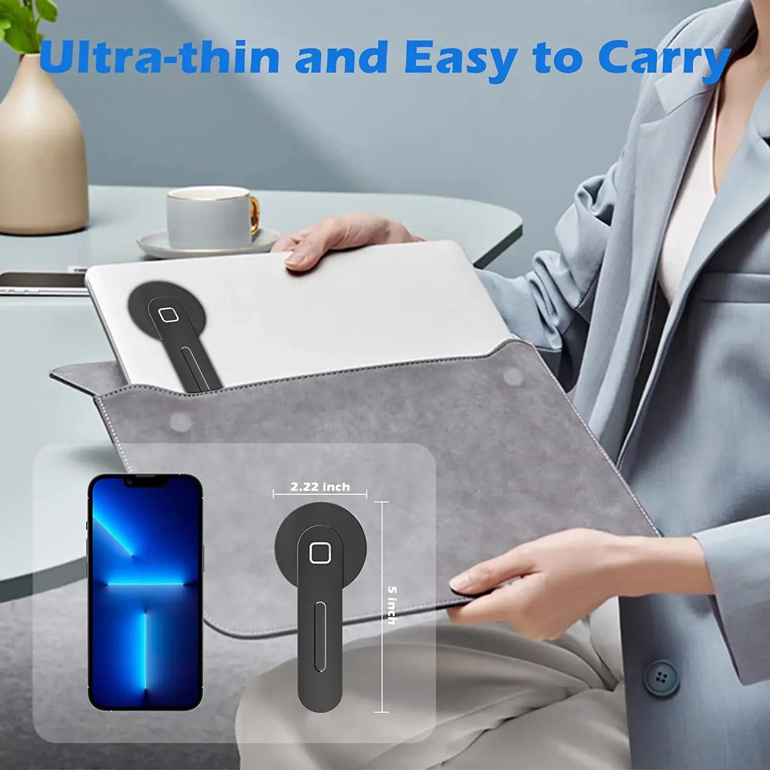 Magnetic Laptop Phone Holder Computer Monitor Side Cell Phone Slim& Foldable For All Phone secure hold clamp clip hook