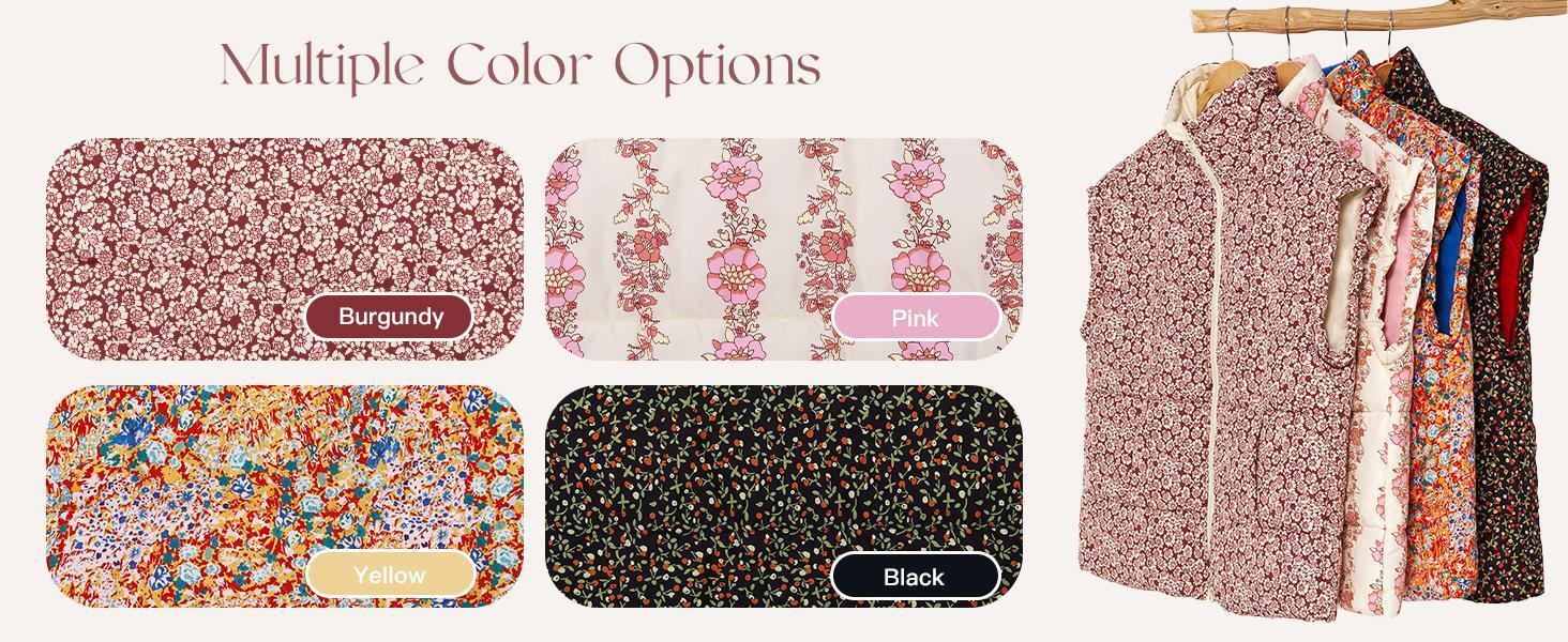 Imily Bela Womens Floral Oversized Puffer Vest Cap Sleeve Winter Warm Puffy lightweight Jackets Coat