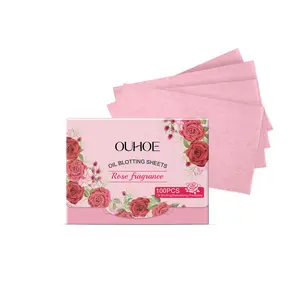 OUHOE Oil Blotting Sheets (Rose), Cellulose & Kaolin Dual Oil Control, Rose Flower Extract Beauty Care + Vitamin E Antioxidant, Brightens Skin, Makeup-Friendly No Powder Removal, Soft for Oily Skin