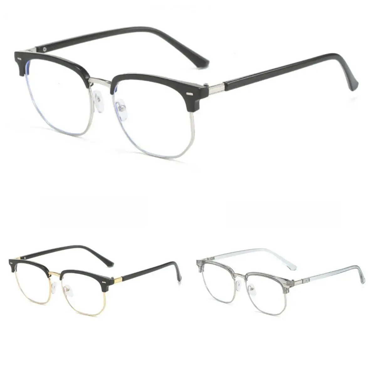 Unisex Stylish Square Frames Anti Blue Glasses - Lightweight Copper Metal Frame Square Eyeglasses, Fashion Accessory Eyewear for Computer Work & Play, Basic Fashion Eyeglasses