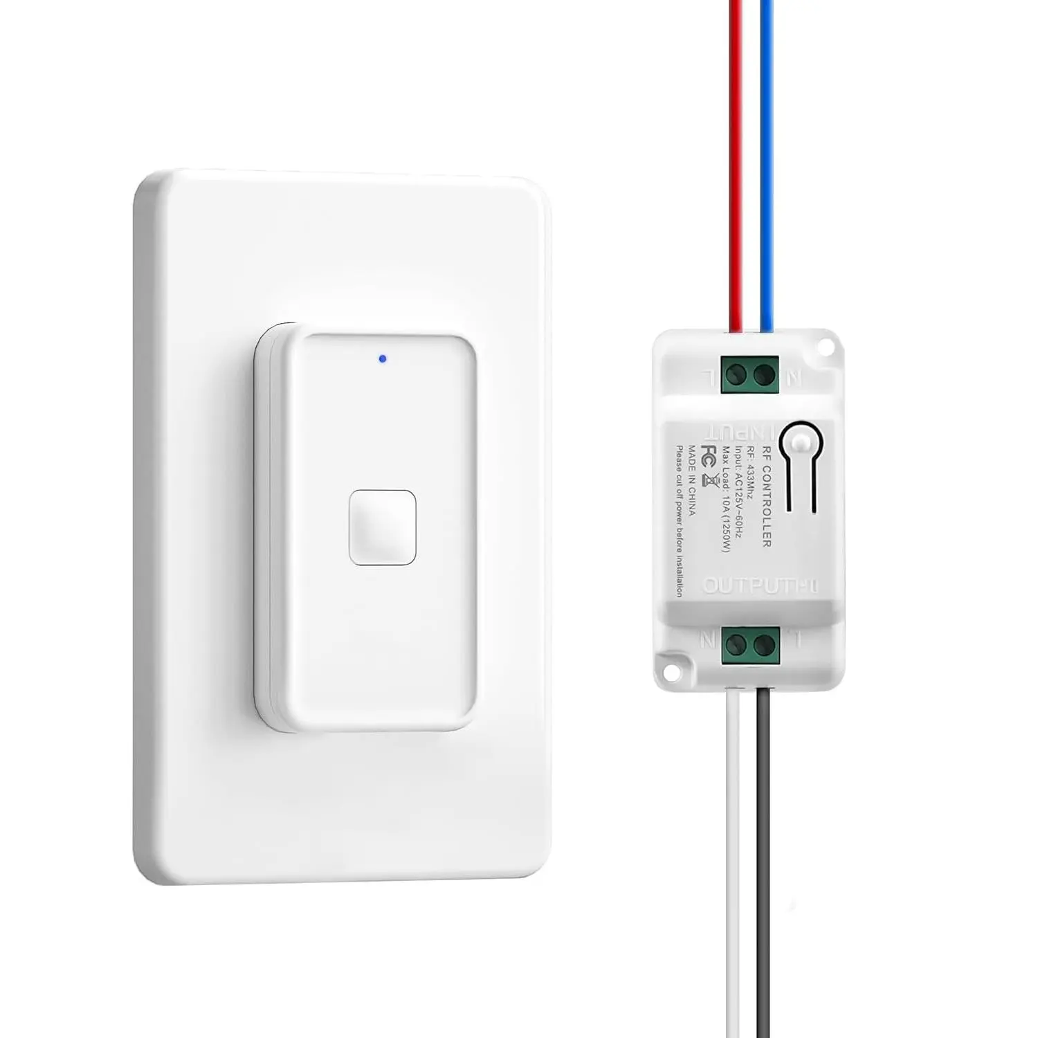 Light  and Receiver Kit,  Remote Light Switches, No in-Wall Wiring Required, Remote Control Wall  for Ceiling Lights, Fan, 100 Ft RF Range, FCC Listed W15RC1106
