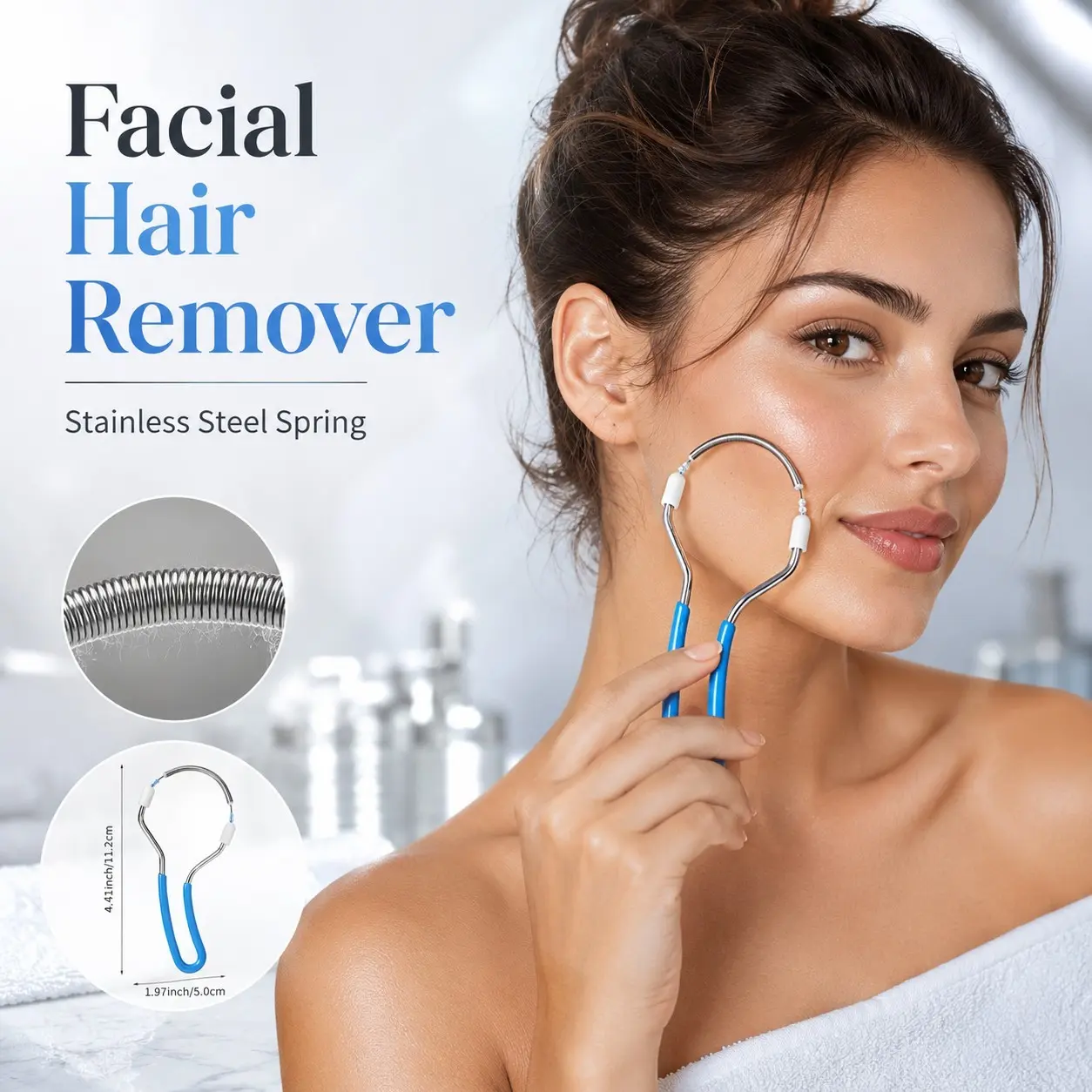 Manual Facial Hair Remover for Women and Men, Spring-Loaded Depilatory Tool, Reusable Coils, Perfect Gift for Holidays and Special Occasions