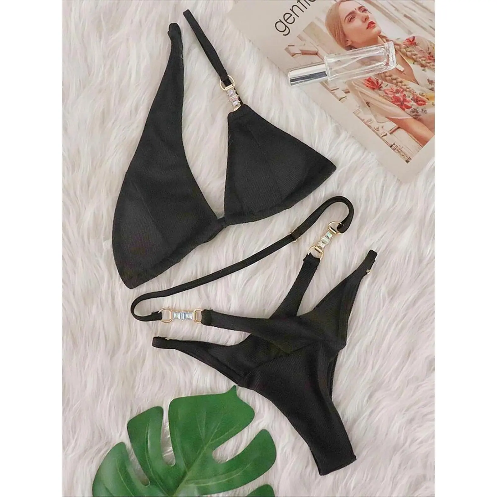 4 Colors Diamond Rhinestones One Shoulder Bikini Female Swimsuit Women Swimwear Two-pieces Bikini set Bather Bathing Suit K5241