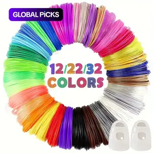 3D Pen PLA Filament 1.75mm, 3 Colors (32/22/12), 10 Feet Per Color, Includes 2 Finger Sleeves, Compatible with Most 3D Printing Pens #GLOBAL PICKS