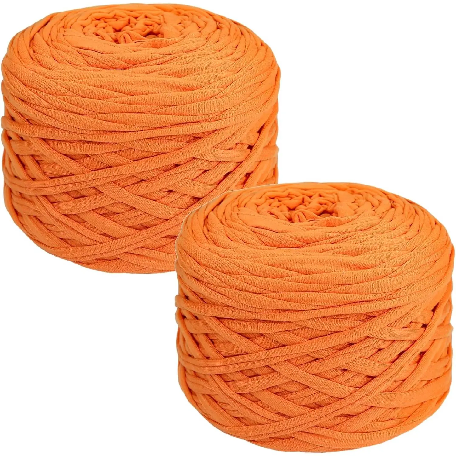 2 PCS 800g T-Shirt Yarn Elastic for DIY, 130 Yards Spaghetti Thick Yarn for Hand DIY Bag Basket Cushion Crocheting Projects,Home Decor(Orange)