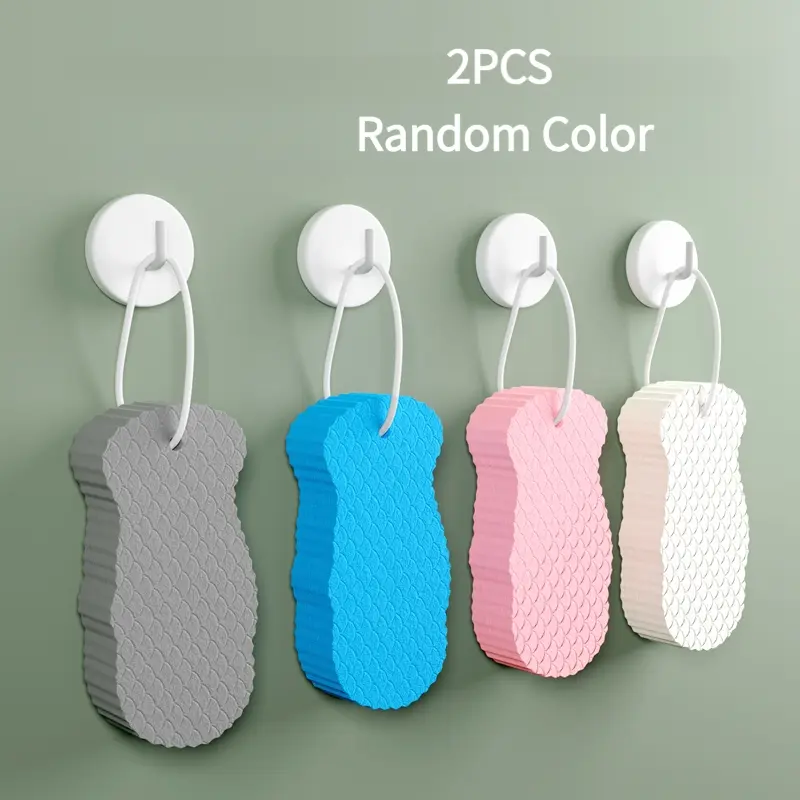 [2count]3D Bath Sponge,Random Color,Fish Scale Bath Sponge,Mud and Ash Scrubbing Sponge,Exfoliating Bath Sponge,Skin Friendly and Reusable,Alternative to exfoliating Gloves,Shower Body Scrubber