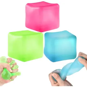1/2/3PCS Stress Cube Sensory Fidget Toys for Anxiety Stress Relief, Slow Rising Fidget Cube Squeeze Toys, Squishy Cube Filled with Thick Substance, Ice Cube Stress Balls for Adults Kids, Stress Reliever