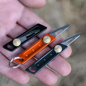 Ultra-Compact Aluminum Mini Knife, Sharp Pocket Push-Pull Blade, Keychain Attachment, Ideal for Outdoor Fishing, Edc, Compact Design