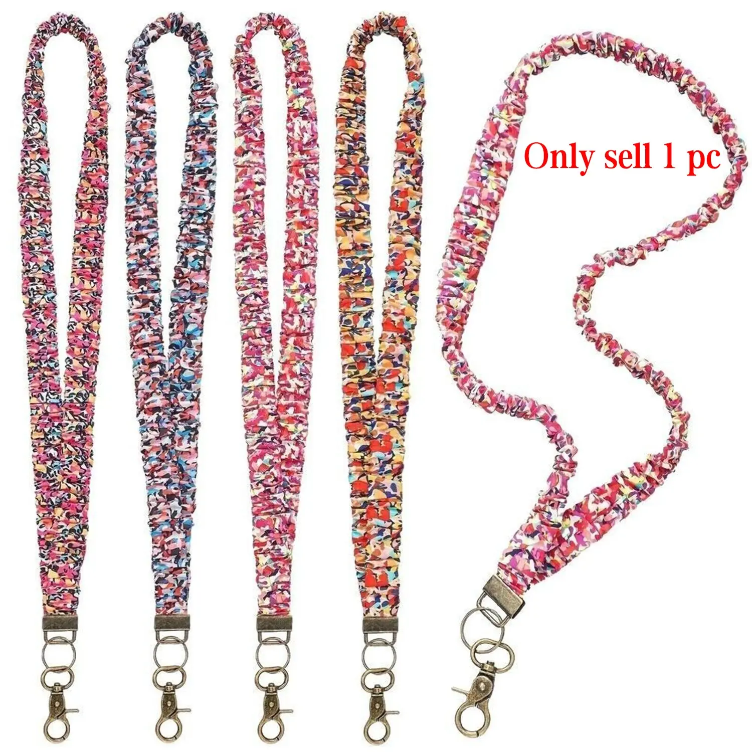 Fashion Colorful Pleated Elastic Teacher Lanyard, Multifunctional Phone Sling, Phone Chain, Cell Phone Charm, Elegant Cute Necklace Strap, Safety Buckle, School Gift, Phone Accessories