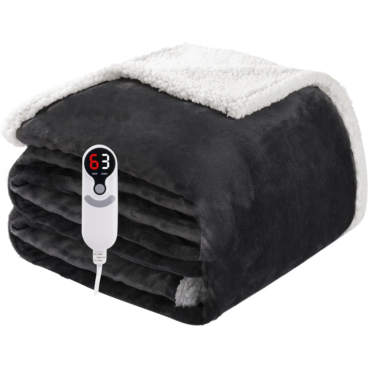 Electric Heated Blanket Full Size 72"x84", Soft Flannel with Overheat Protection, 9 Adjustable Heat Settings & 10-Hour Auto-Off Timer, Fast Heating for Winter Comfort, for Couch & Bed, Dark Gray