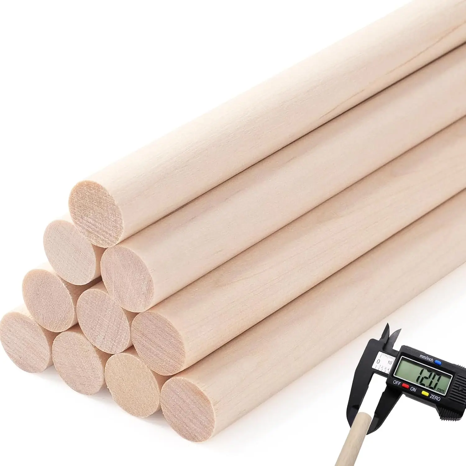 10 count Dowel Rods  Dowels, 1/2 x 12 Inch Round Wooden Sticks for Craft, Macrame Dowel, Unfinished Solid  Sticks for Arts and DIYers
